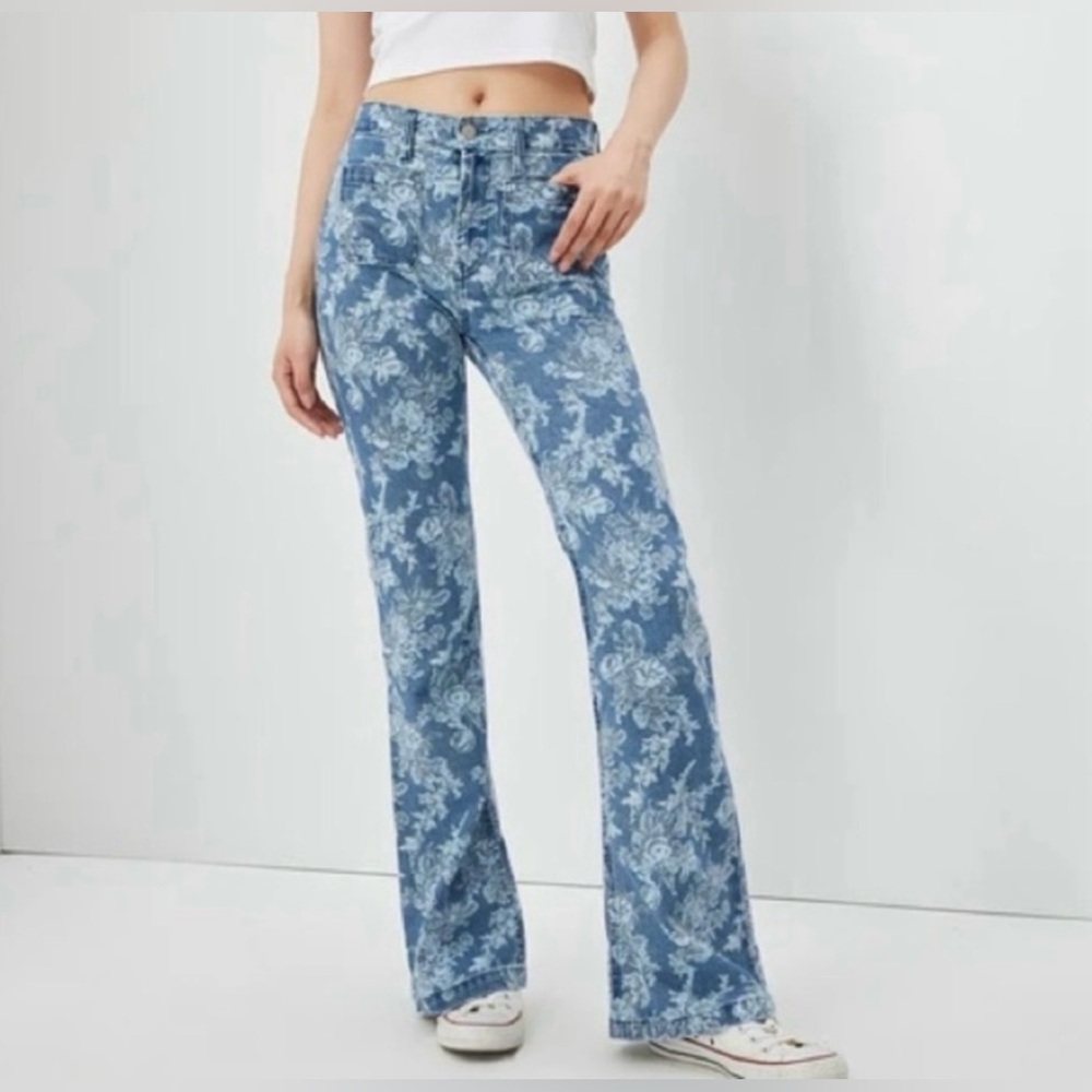 Gap x LoveShackFancy Floral 70s Flare High Rise Jeans Size 28